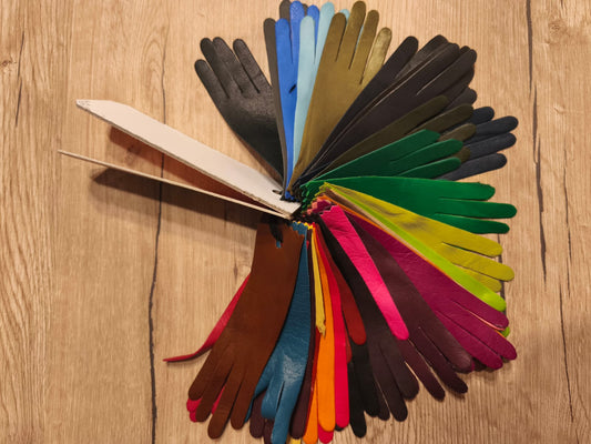 Women’s Opera Long Leather Gloves – Burgundy, Silk Lined, 40–42 cm