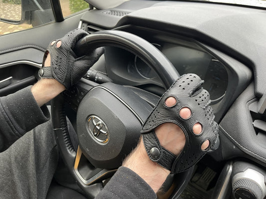Men’s Deerskin Driving Gloves – Black, Premium Leather