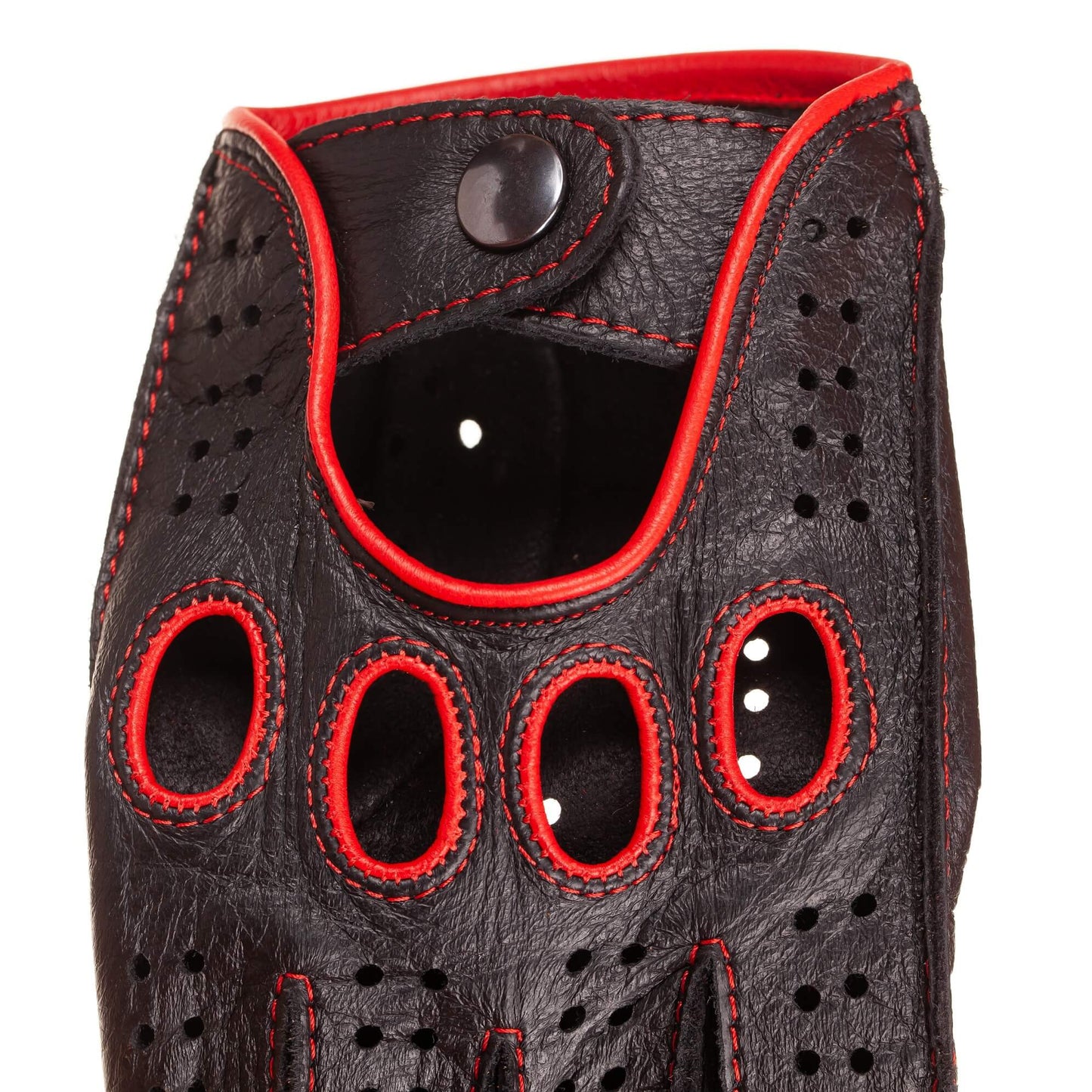 Men's driving leather gloves deerskin black red