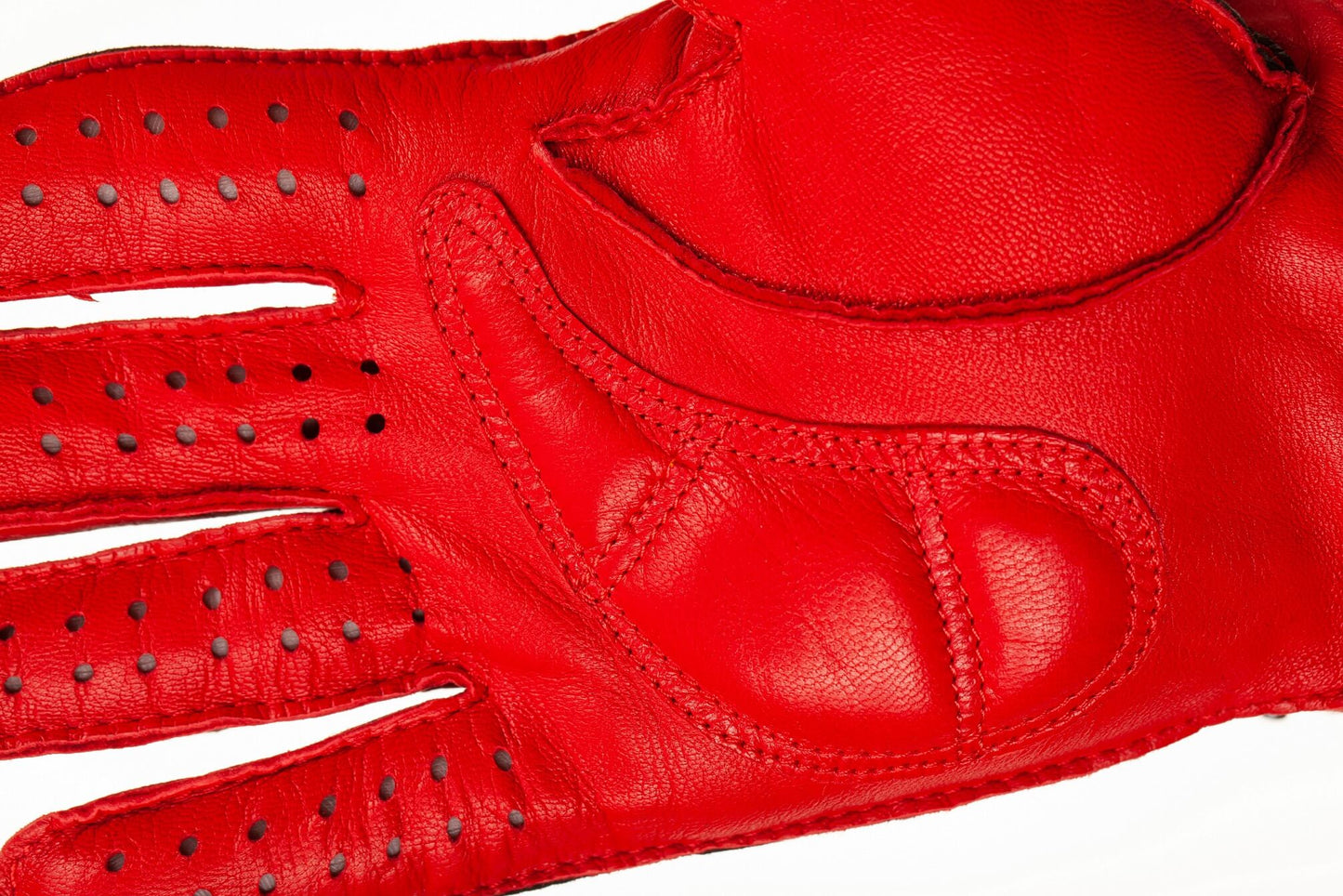 Men's driving gloves lambskin black red palm padded