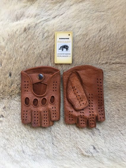 Mens' Peccary Fingerless Driving Leather Gloves 2024 Handmade