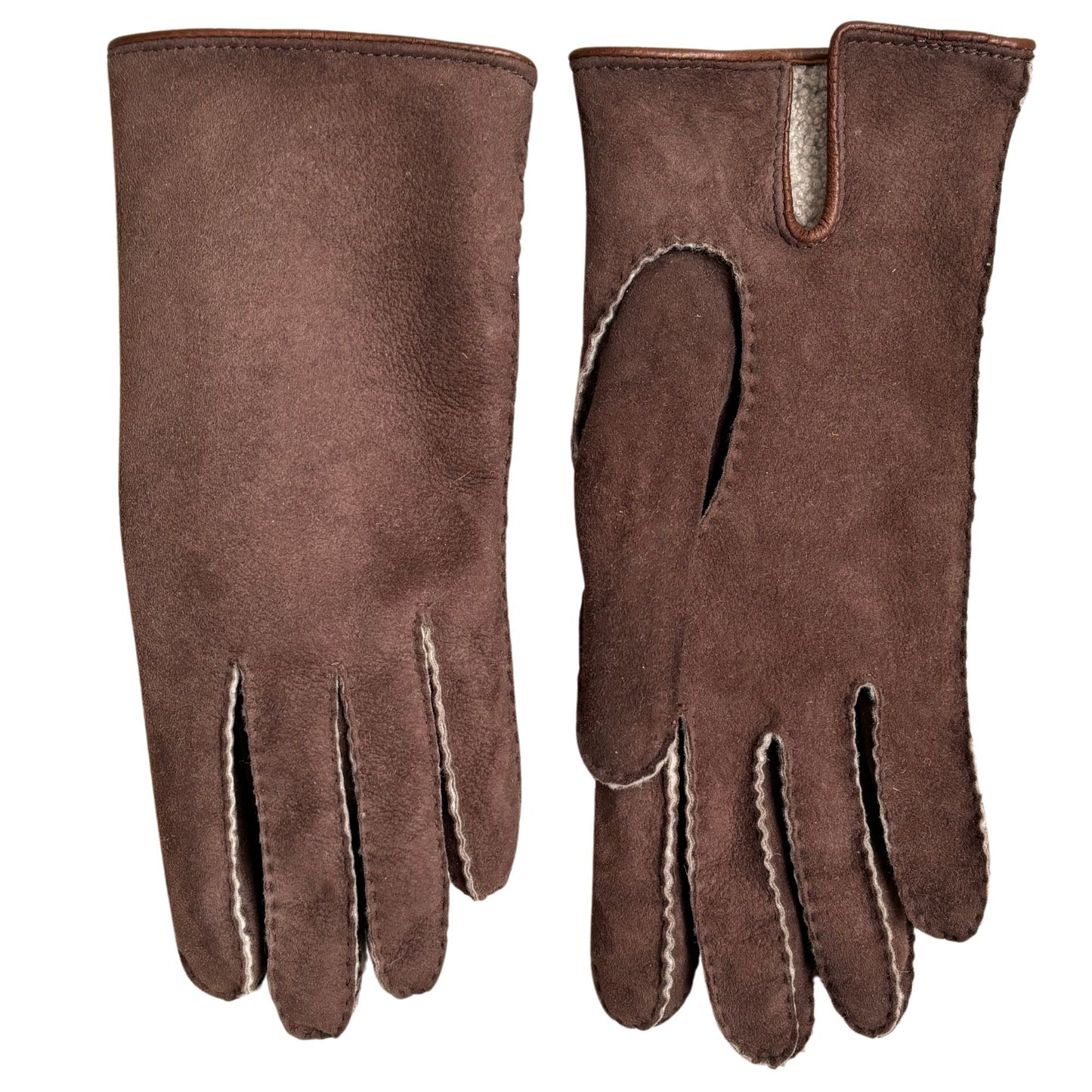 Women's shearling winter gloves dark brow