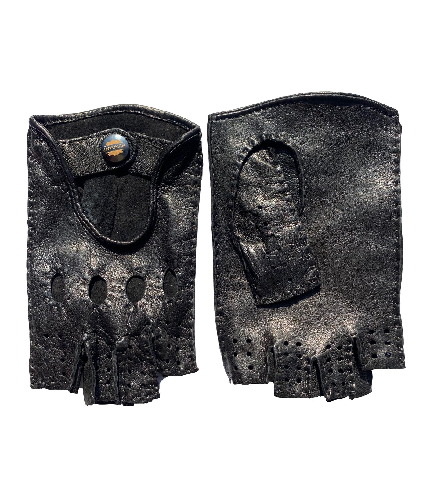 Women's lambskin fingerless leather gloves black