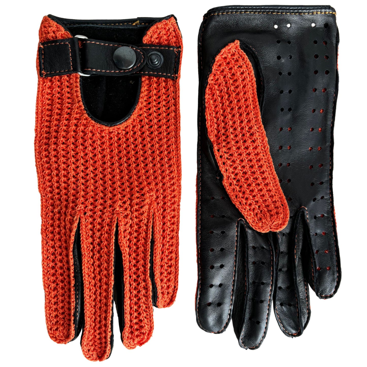 Women's driving leather gloves black orange