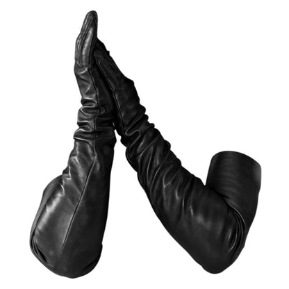 Lange Opernhandschuhe aus Leder für Damen Schwarz