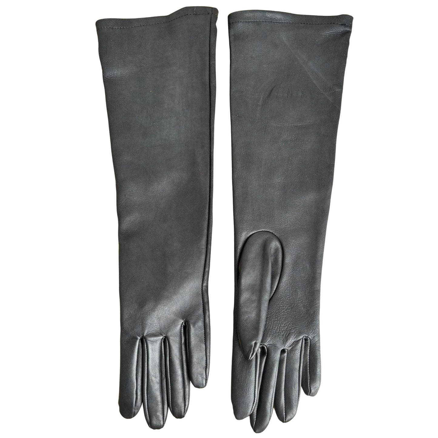 Women's long leather gloves lambskin black