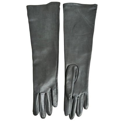 Women’s Black Lambskin Semi-Long Gloves 28–30 CM with Silk Lining