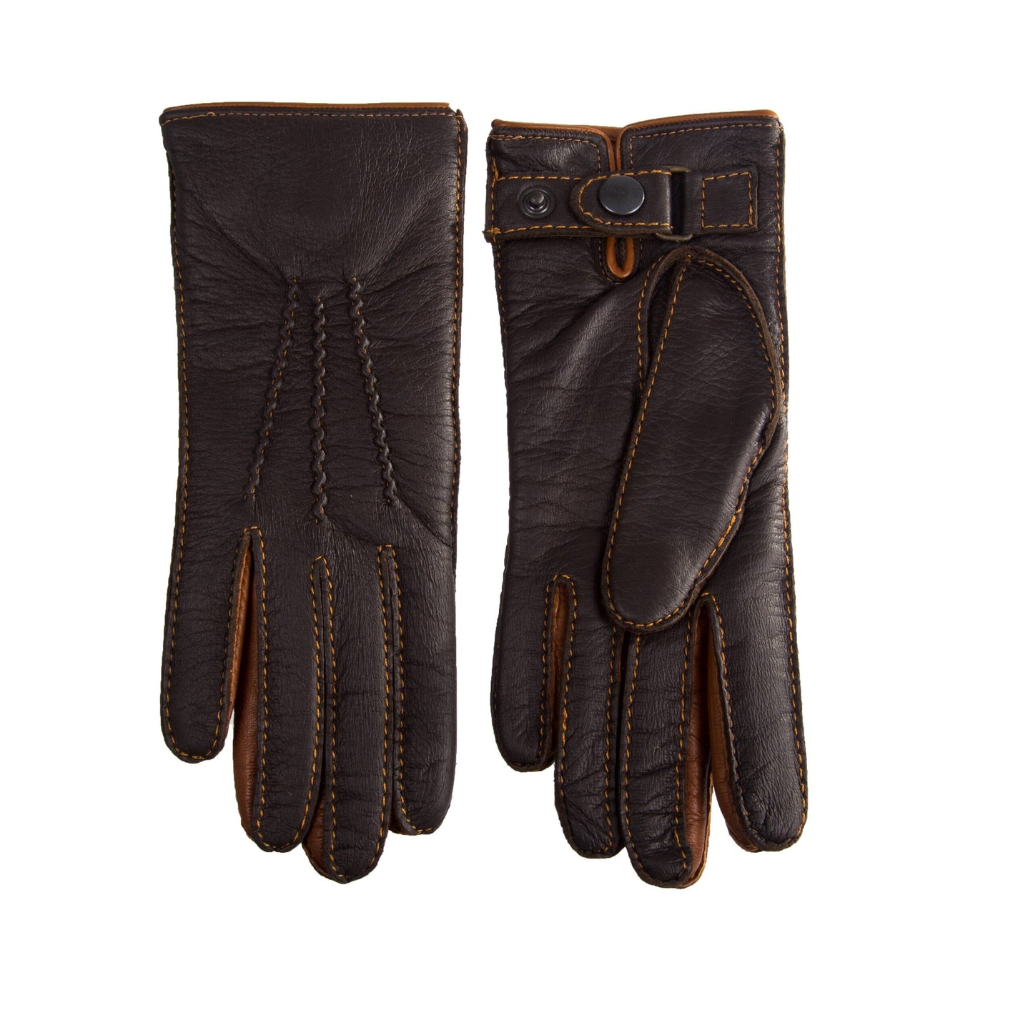 Women's deerskin winter leather gloves brown cork