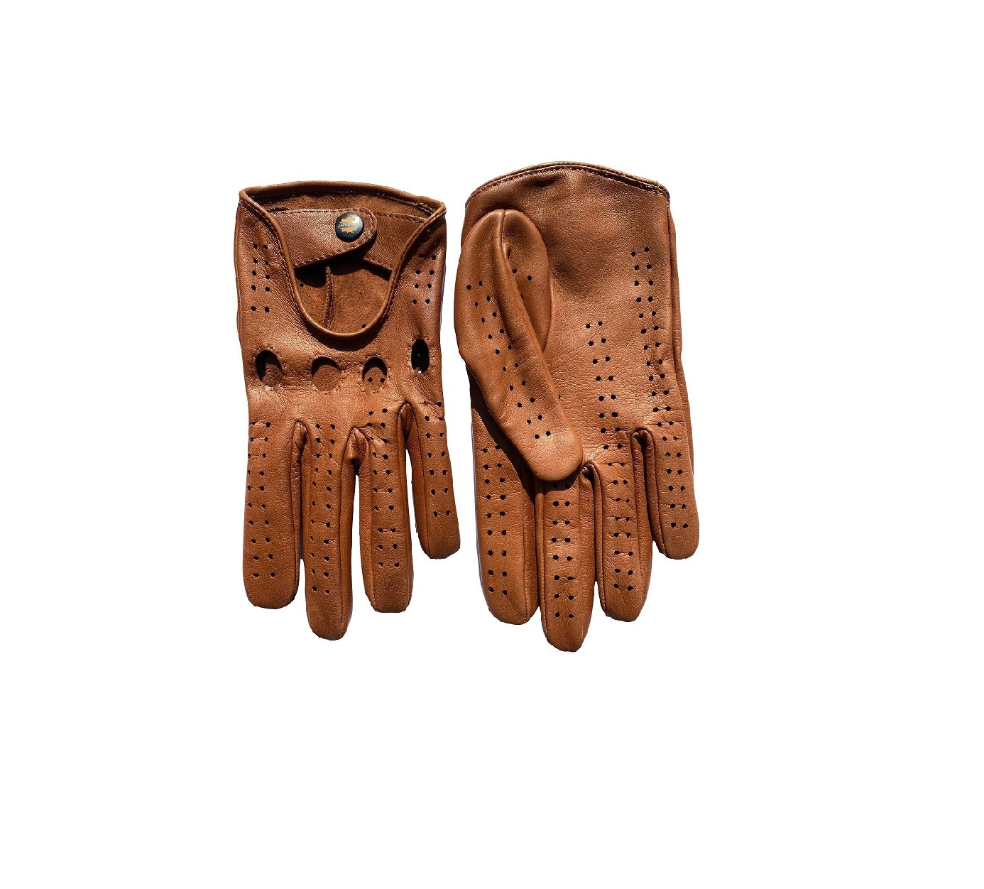 Men's driving gloves lambskin cognac inside sewing