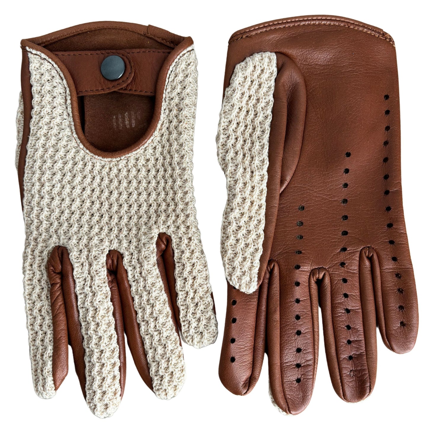 Men’s Premium Crochet Driving Gloves - Camel