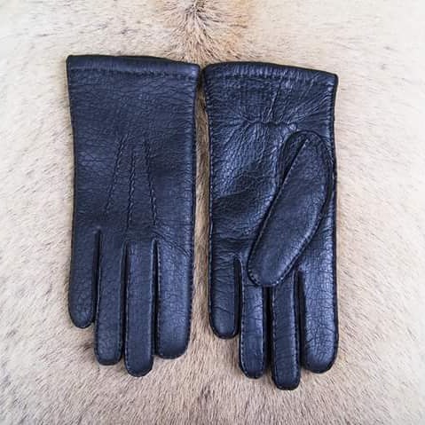 Women's Peccary Leather Winter Gloves – Cashmere Lined with Palm Elastic