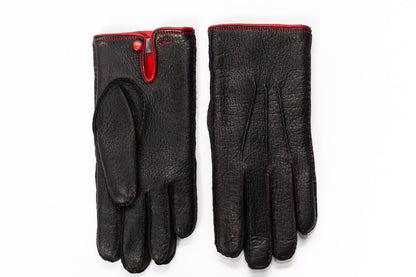 Men's peccary winter gloves one piece of leather custom size and colour