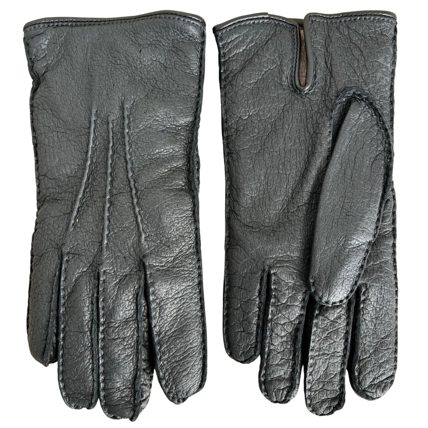 Men's peccary winter leather gloves cashmere lined black