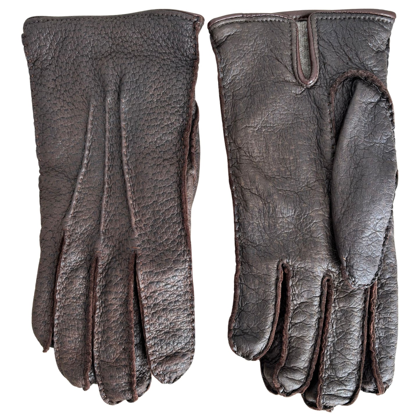 Men's peccary winter leather gloves unlined dark brown