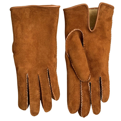 Men's shearling winter gloves cognac