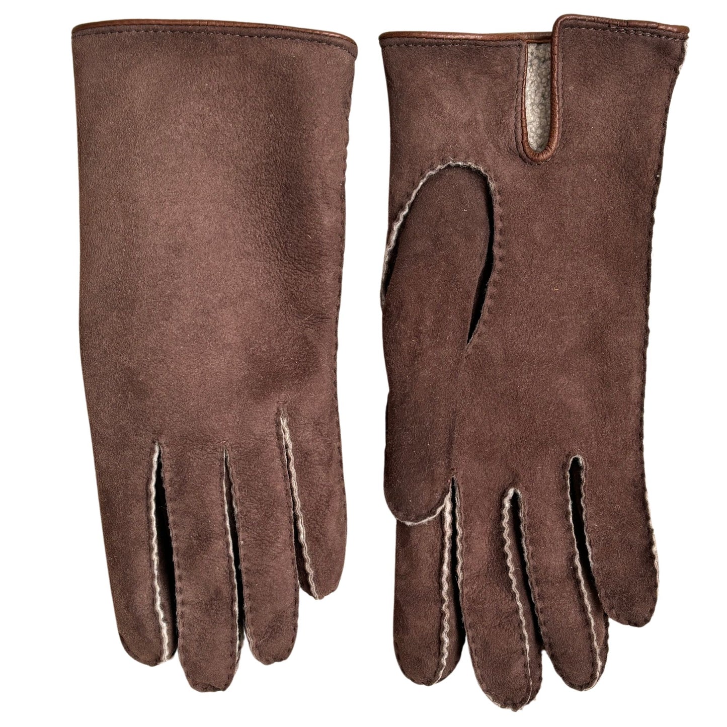 Men's shearling winter gloves dark brown