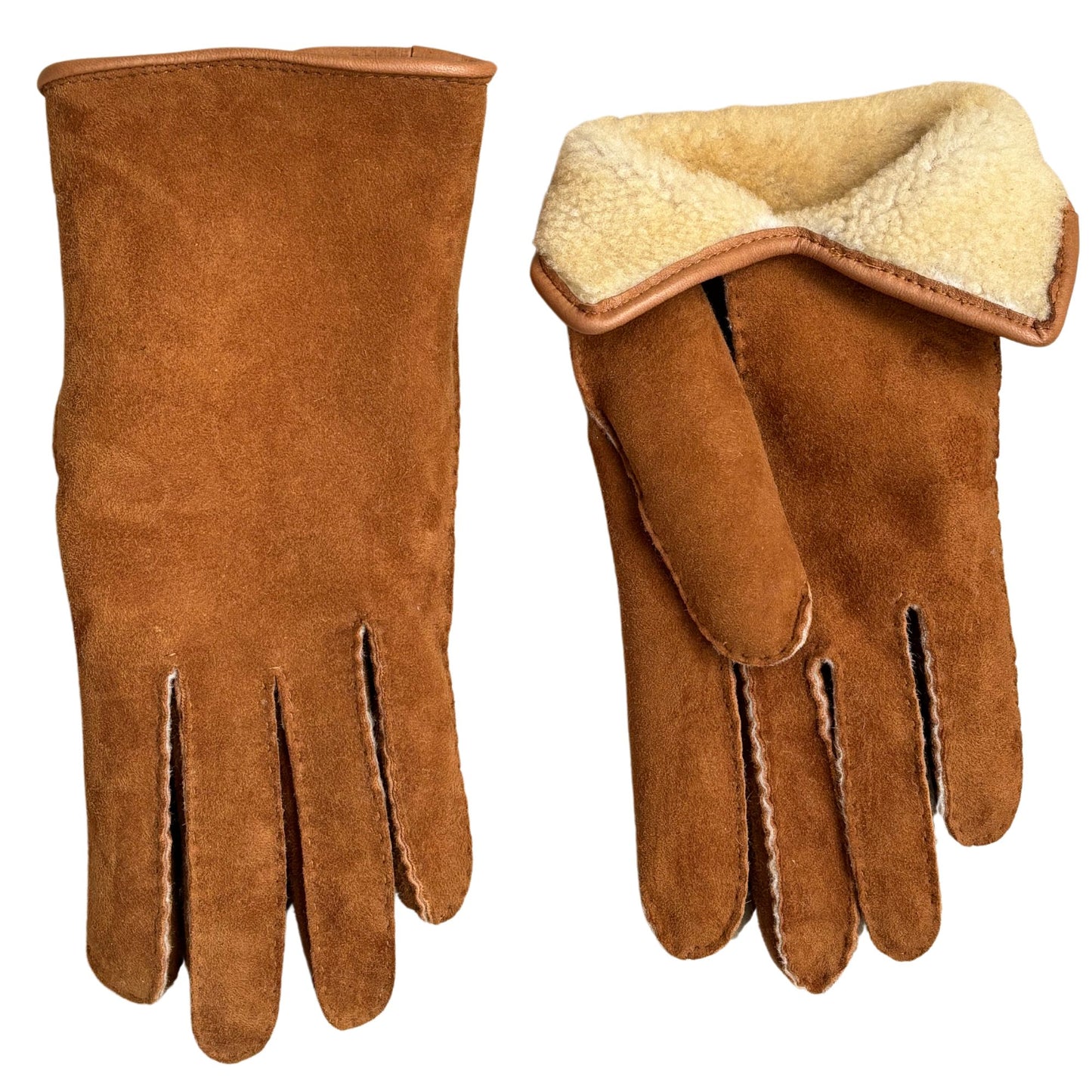 Men's shearling winter gloves cognac