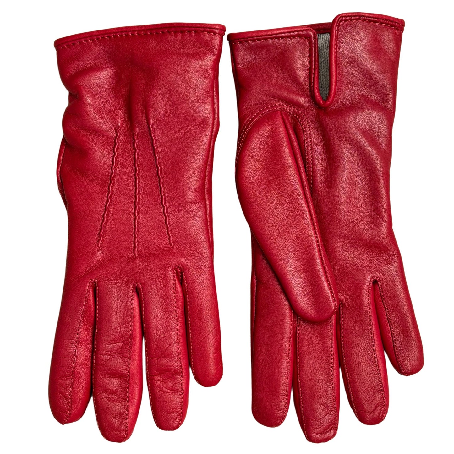 Women's winter gloves cashmere lined lambskin red