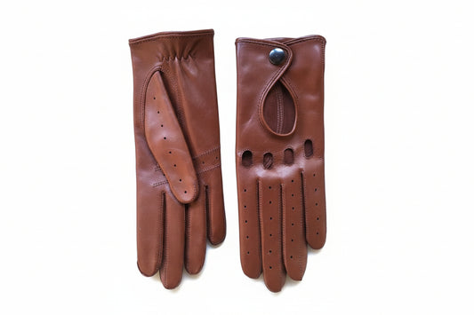 Women’s Nappa Leather Driving Gloves Thin Leather in Cork & Cognac