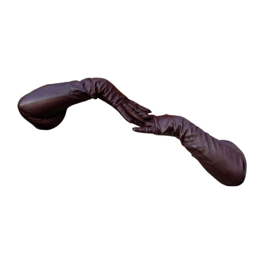 Women's opera long leather gloves Burgundy