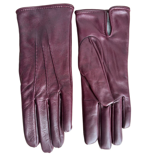 Women's winter gloves cashmere lined lambskin burgundy